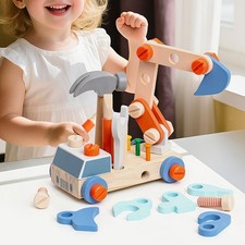 Wooden Tools Car Set Pretend Play Kids Tool Set