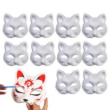 10xMasquerade Cat Face Masks DIY Party Masks Props Paintable Blank Masks Cosplay