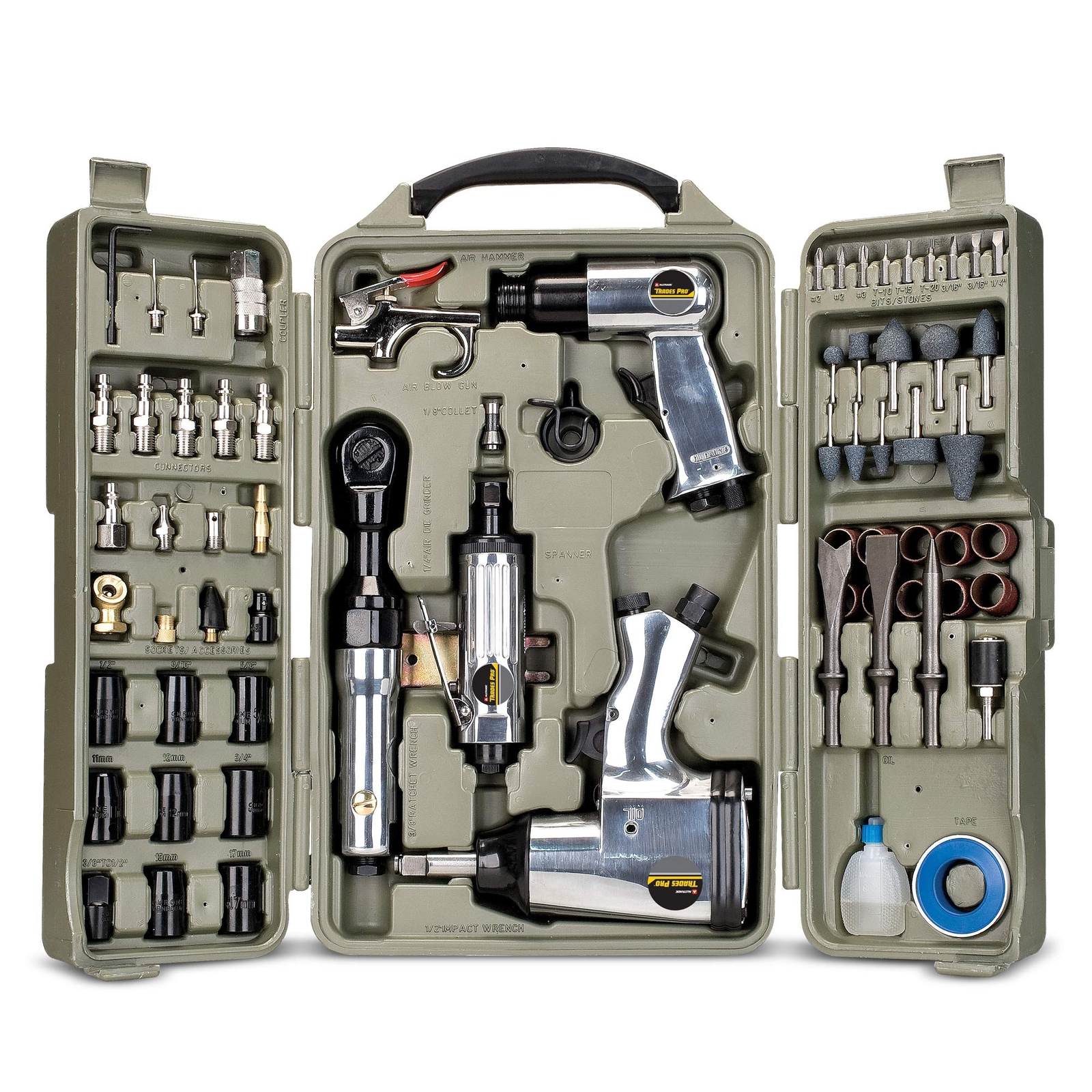 71-Piece Air Tool and Accessories Kit with Impact Wrench Air Ratchet Die Grinder