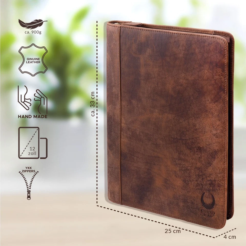 PREMIUM Konferenzmappe Leder Ringbuch A4 Dokumentenmappe Aktenmappe mit RFID - Bild 3 von 4