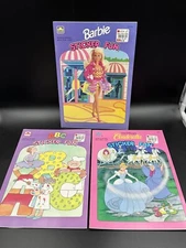 3 Golden Sticker Fun Book Lot Of 3 UNISED Disney Cinderella, Barbie, ABC