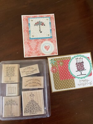 Stampin Up BLOOMING WITH HAPPINESS Stamps Wedding Birthday +  2 Bonus Cards