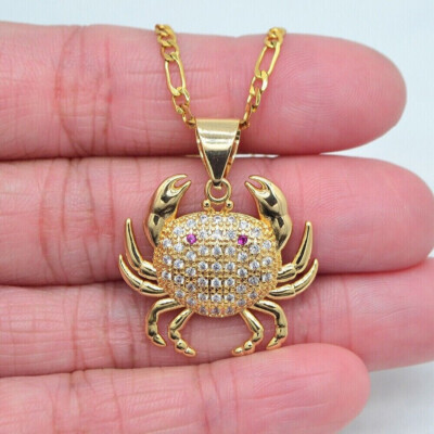 1.10Ct Round Cut Diamond Crab Pendant 14K Yellow Gold Plated 16'' Free Chain