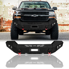 Vijay Steel Front Bumper Wwinch Platelights For 2016-2018 Chevy Silverado 1500