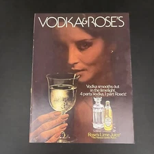 1980 Vodka And Rose’s Lime Juice Print Ad Original Vintage Famous Gimlet Maker