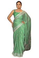 Indian Chiffon Saree With Unstitched Blouse Piece Party Wedding Wear For Women