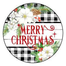 12 LARGE MERRY CHRISTMAS STICKERS ENVELOPE SEALS LABELS TAGS 2.5" PLAID