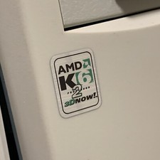 AMD K6-2 3D Now Processor Computer Case Badge FLAT Sticker Retro 486 Pentium PC