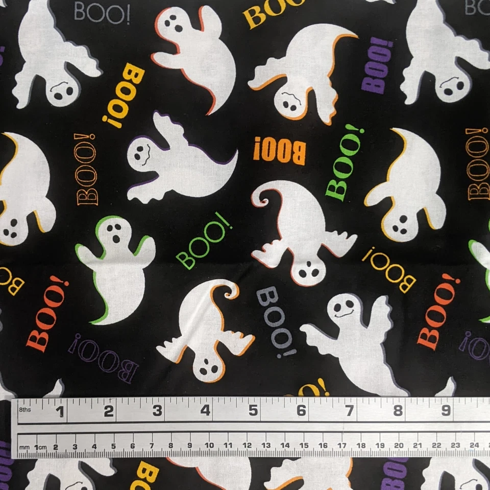 Halloween Cotton Fabric 2 Precut Yards Eyeballs Ghosts Boo David Textiles New - Image 3 of 4