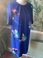 ladies 14 m&s collection Dress knee Work Office Wedding Blue Floral casual smart