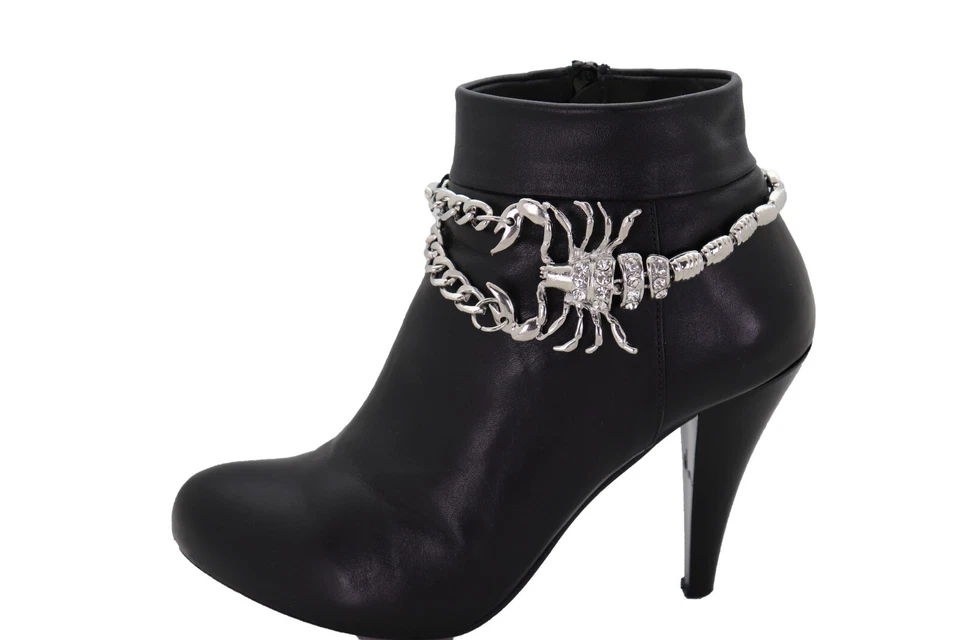 Женщин Серебряный металлический загрузки цепочка браслет лодыжки обуви Скорпион подвеска поп-звезда вид - Изображение 3 из 4