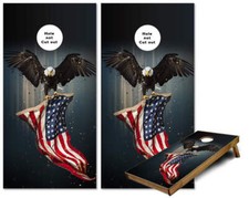 American Eagle carry US Flag Wings spread cornhole wraps