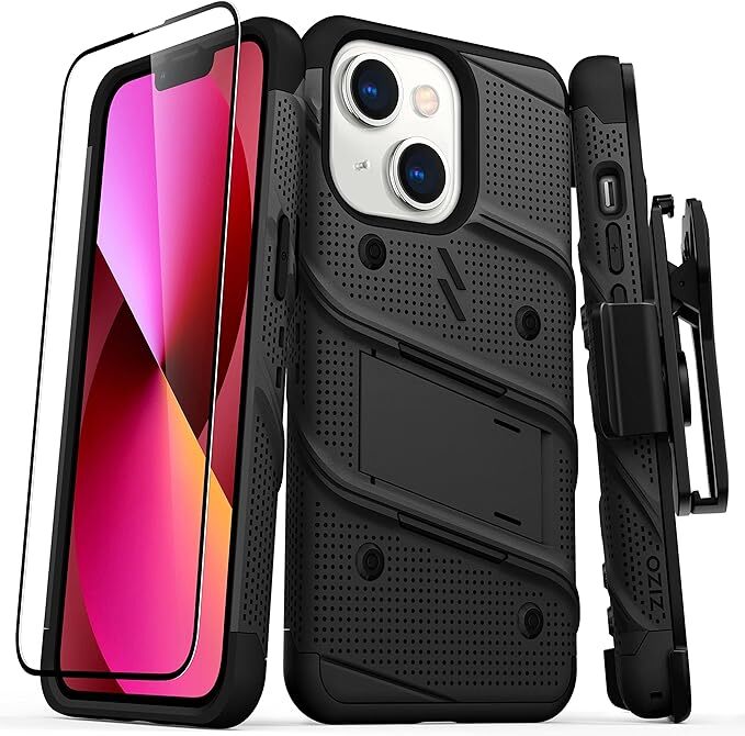ZIZO BOLT Bundle iPhone 13 Case With Screen Protector Kickstand Lanyard