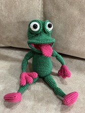 KNITTED TOY - Frog - 23 cm SOFT HANDMADE NEW AMIGURUMI Animal Pets Beast Decor