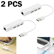 2PCS 3 Ports USB2.0 HUB Type C To Ethernet LAN RJ45 Cable Adapter Network Card