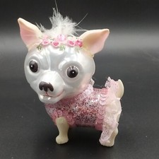A160 Glass Pink Chihua Girl Dog Chihuahua Bauble Christmas Tree Ornament