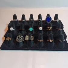 Lot of 18 Fashion Rings Multiple Sizes Unbranded.  See photographs.