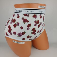 LANE BRYANT CACIQUE PLUS COTTON FULL BRIEF 22/24 PANTY RED PINK ROSES FLOWERS
