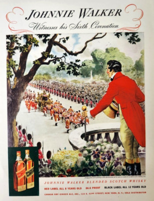 Johnnie Walker Coronation Blended Scotch Whiskey Vintage 1937 Ad Magazine Print