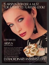 Coty 1980s Print Advertisement 1984 Airspun Face Powder Cosmetics Sexy Eye Girl