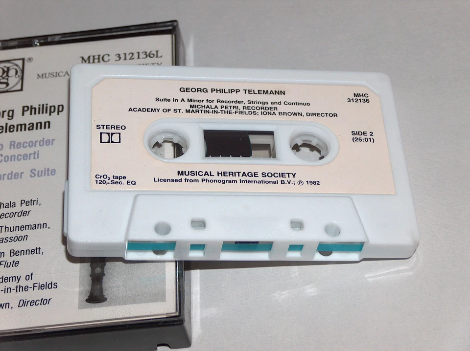 1982 Georg Philipp Telemann Two Recorder Concerti Recorder Suite Cassette Tape - Image 2 of 4
