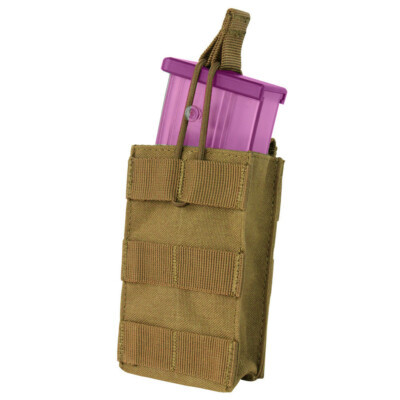 COYOTE Single Open-Top Bungee Tactical MOLLE Rifle Magazine Mag Pouch 