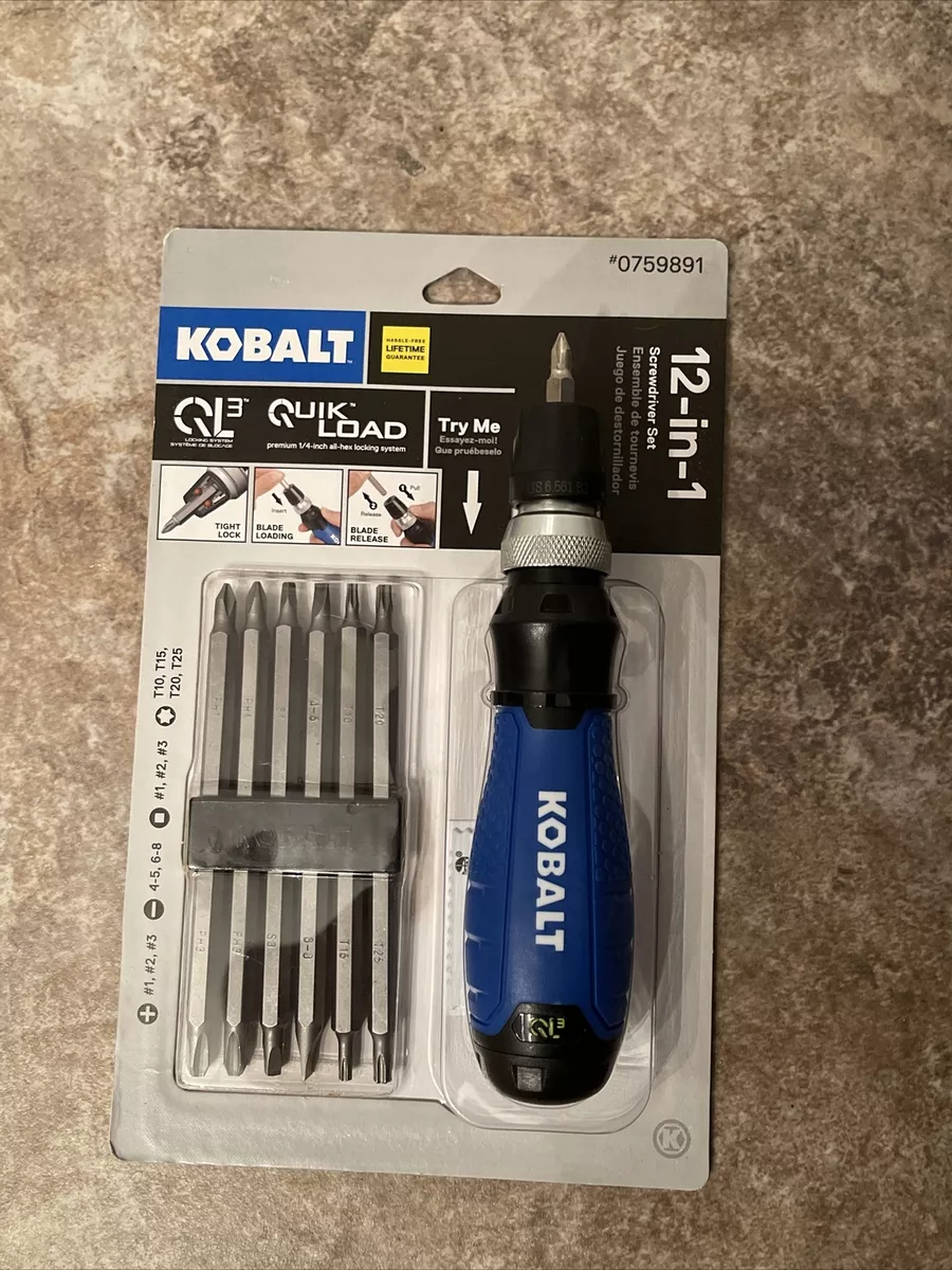 KOBALT 12 in 1 Quick Load QL3 Screwdriver Set with Handle 14 Hex Bits 12 in 1