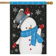 Jolly Winter Snowman House Flag Primitive Let It Snow 28" x 40" Briarwood Lane