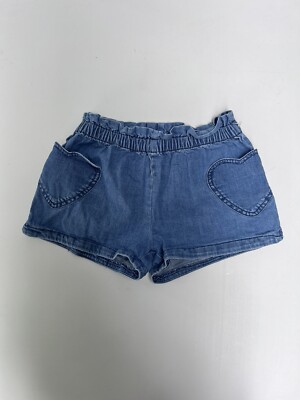 Mini Boden Denim Chambray Shorts With Heart Pockets Size 14y