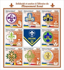 UKRAINE War Scouts SCOUT Movement Support Charity Aid Stamp Sheet (2022 Niger)