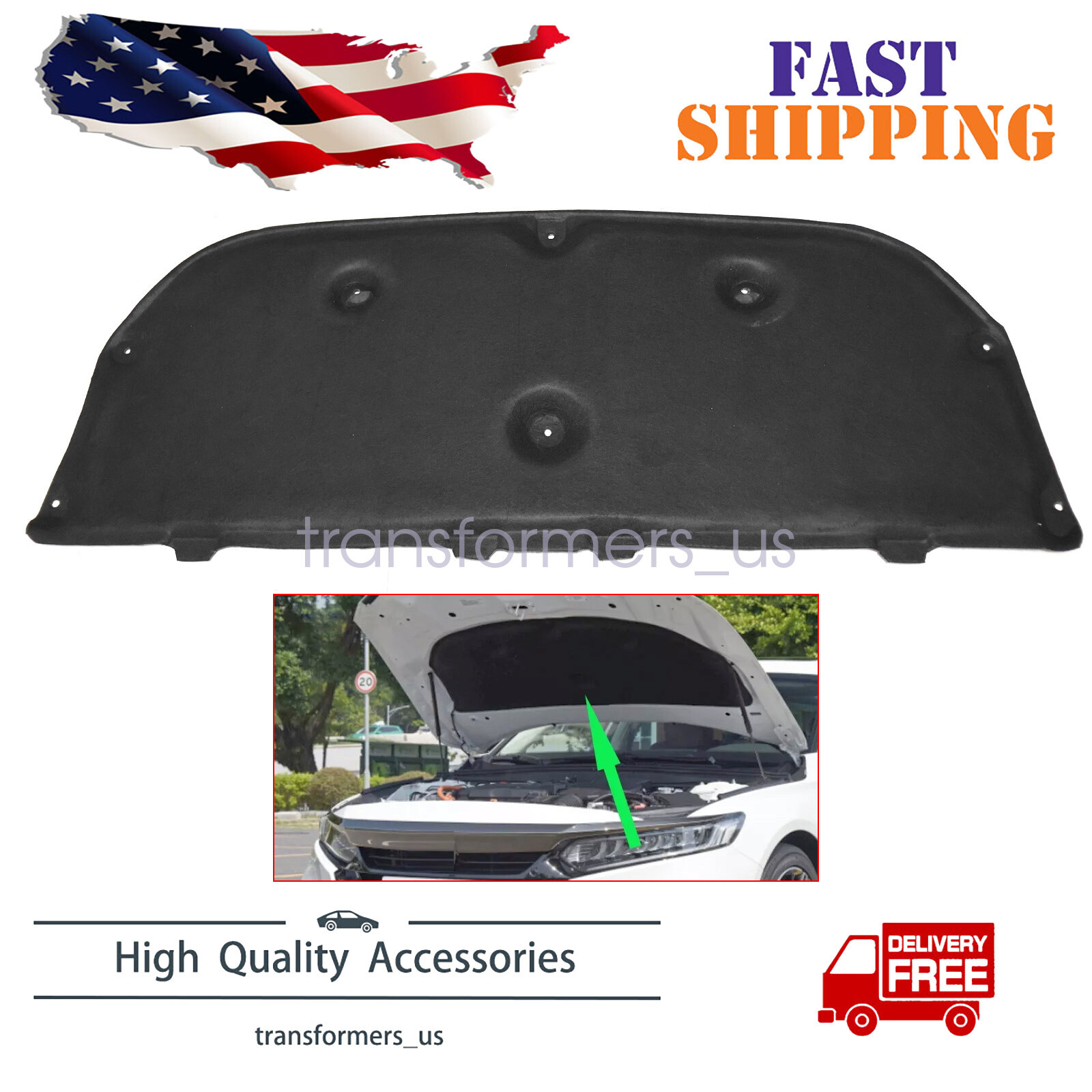 For Honda Accord 2018-2022 Front Hood Insulation Pad Liner Heat Cover Pad Trim