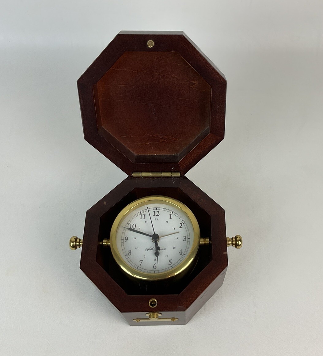 Seth Thomas Clock Model 1001 Mariner Octagon Wood Case Desk Ship Swivel