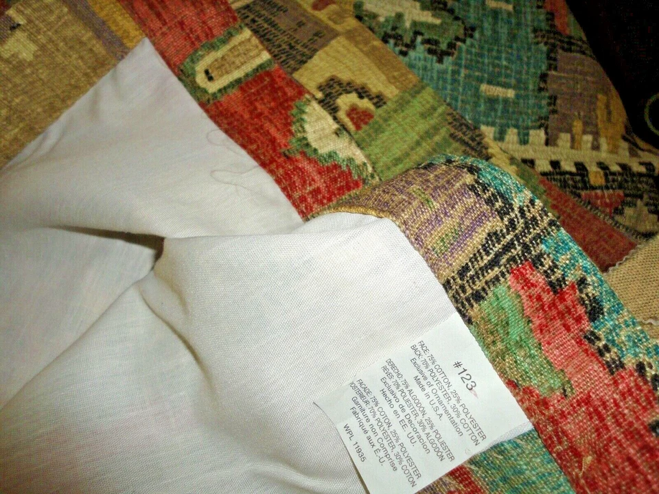 JC PENNEY SOUTHWESTERN AZTEC GREEN GOLD BLACK CLAY (2) TAB TOP VALANCES 15 X 40 - Image 4 of 4