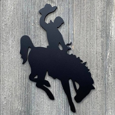 Bucking Bronc Metal Sign Cutout -  Cowboy Riding Bucking Bronc metal wall art