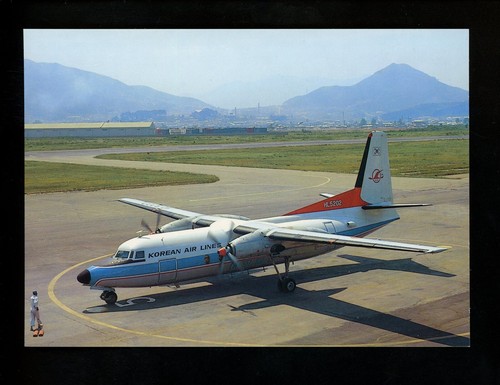 Aviation Airplane Airline postcard Skyliner 025 Fokker F27 Mk200 Korean ...