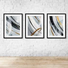 Brushstroke Grey White Black Abstract Wall Art Print Picture 1 Or Set Of 3