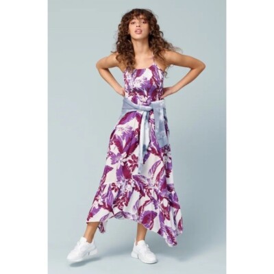 free people purple flower dress Free People Jaymes Floral Smocked Long Sleeve Maxi Dress In Iris Combo