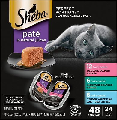 Sheba Perfect Portions Seafood Pate 24CT Multipack Signature Entrée Wet NEW Meow