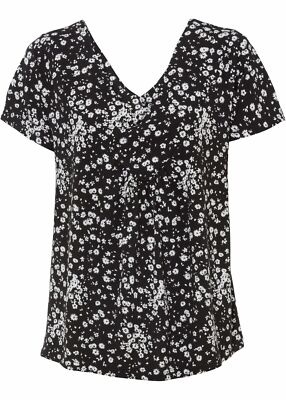 Oversize-Shirt Gr. 36/38 Schwarz Geblümt Damen Bluse Shirt Tunika Sommertop Neu*