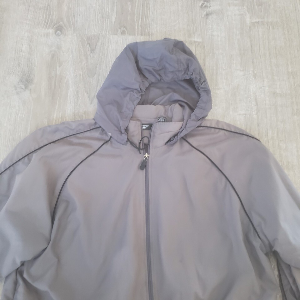 Ashford Sport Gray Long Sleeve Hooded Windbreaker Full Zip Jacket Mens