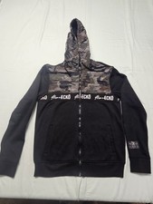 Ecko. full-zip hoodie with a black body and a camouflage pattern On Chest Size S