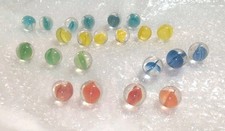 Vintage Lot of 21 Glass Cat s Eye Marbles 4-Vane Cross Ribbon Assortment 5/8"