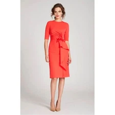 Rickie Freeman Teri Jon Dress Women 2 Red Ruched Flower Detail Eye Catching