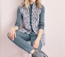 Chico  s TAYLOR MARLED Knit Sweater Vest Multi Blue Size 2 Size M