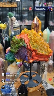 Multicolor Natural Crystal Mineral Specimen Display Piece on Stand