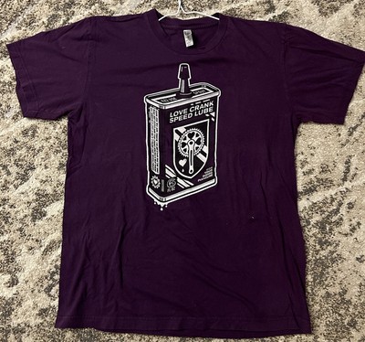 Love Crank Shirt Purple American Apparel Made USA Large Speed Lube