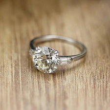 3Ct Round Lab Created Diamond Three Stone Engagement Ring 14K White Gold Finish