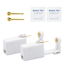 Self Ear Piercing Gun 2 Pack Disposable Ear Piercing Kit with 3Mm Silver, Black,