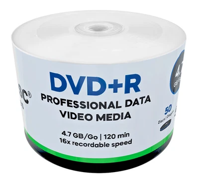 100 Pack ACU-DISC Pro-Video Data DVD+R Blank Discs 4.7GB 16x Speed 120 Mins