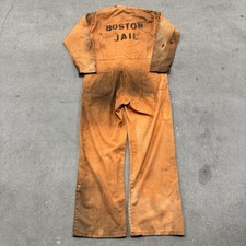Vintage Boston Jail Jumpsuit Authentic Rare Worn Dirty Size 42 70s Named
